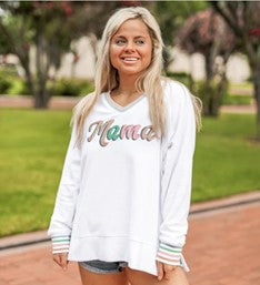 Mama Embroidery Corded Rib Sweatshirt