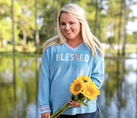 Blessed Embroidery Corded Rib Sweatshirt